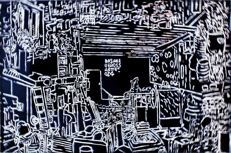 weiteres Bild: Linolcollage aus Abys Werkstatt